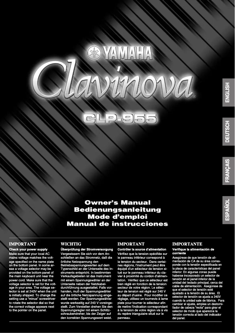 Image de la première page du manuel de l'appareil Clavinova CLP-955