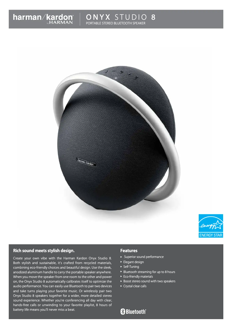 Image de la première page du manuel de l'appareil Onyx Studio 8