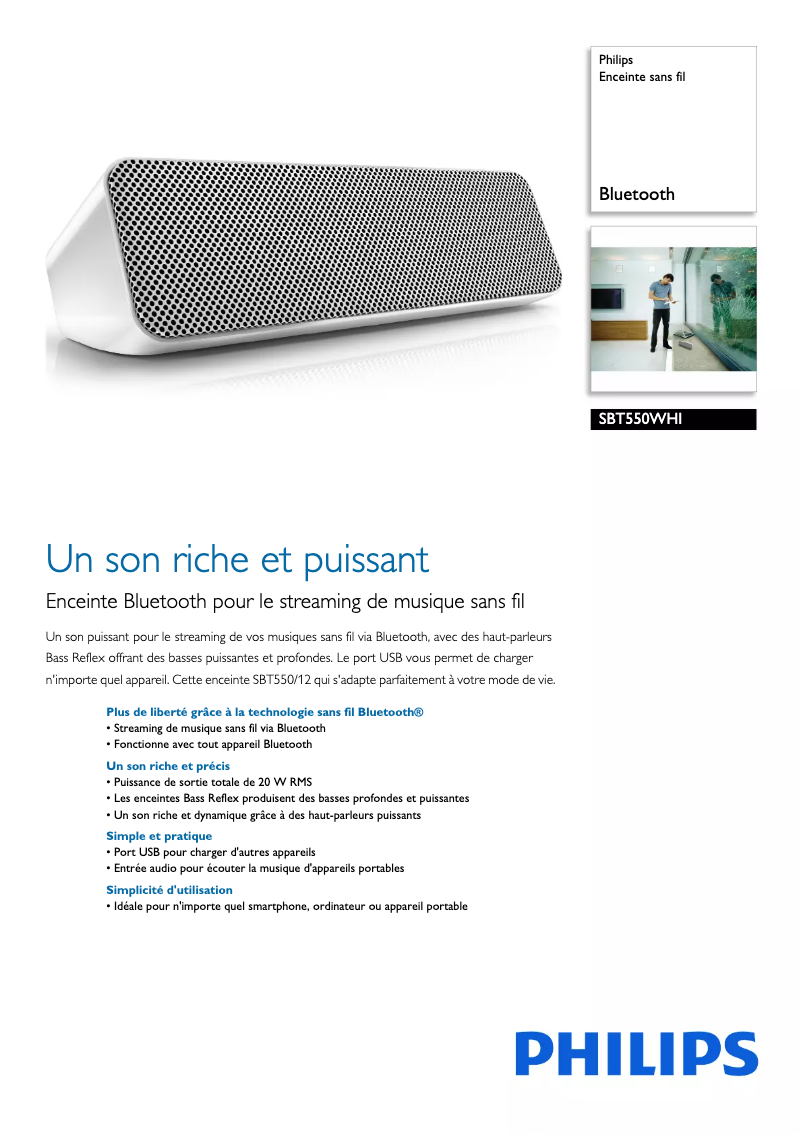 Page n°1 - Fiche technique Philips SBT550