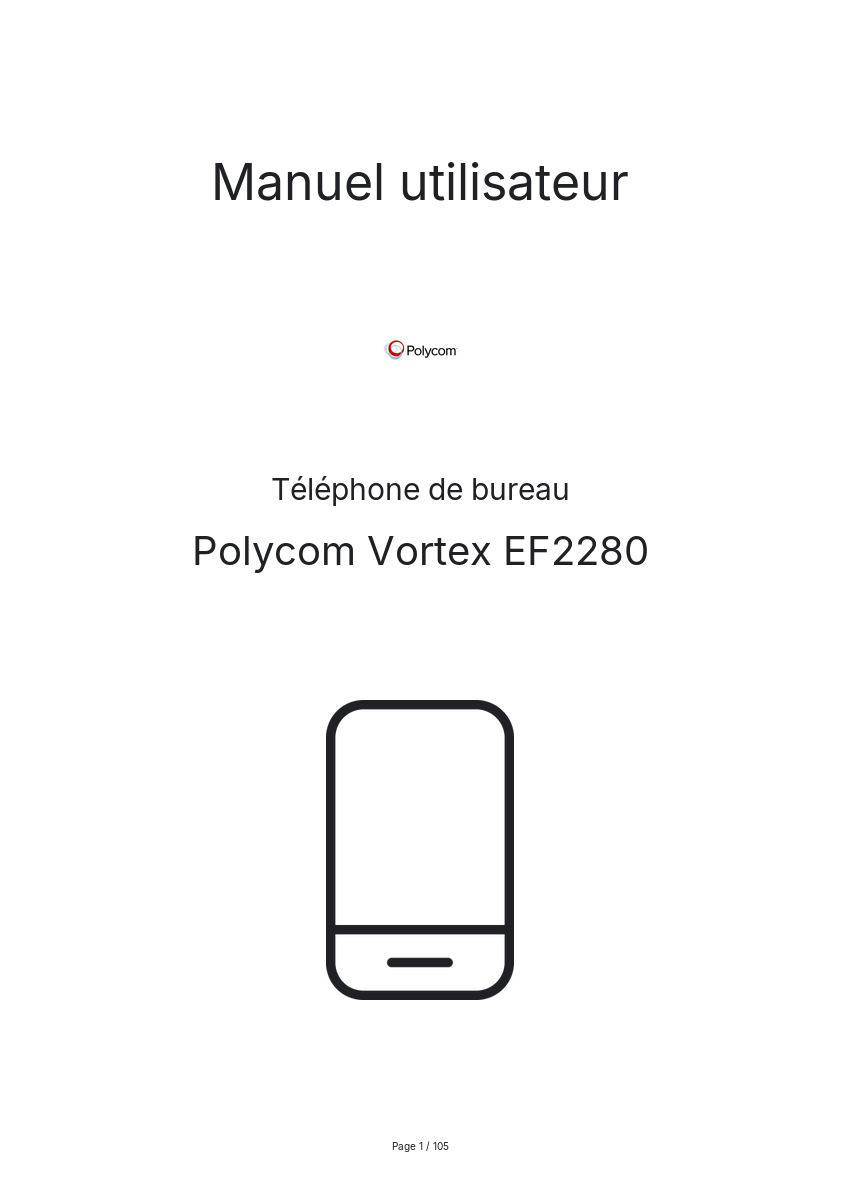 Page n°1 - Manuel utilisateur Polycom Vortex EF2280