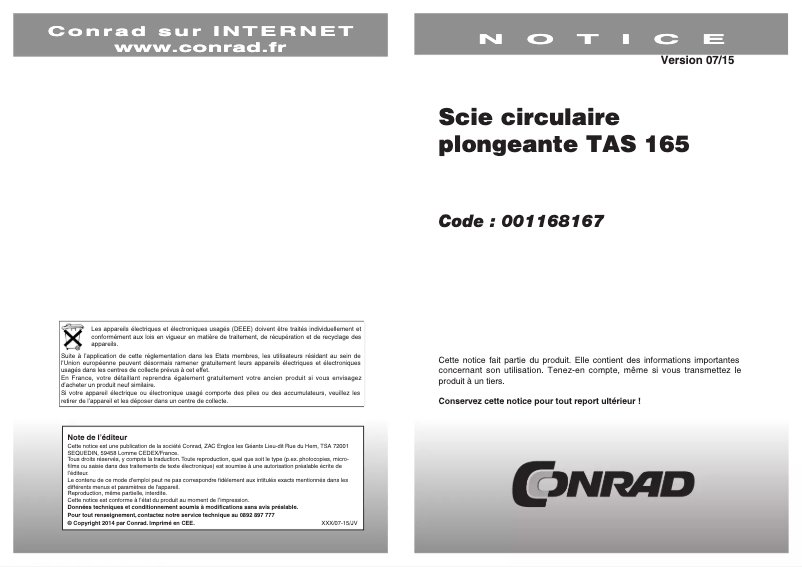 Page n°1 - Manuel utilisateur Holzmann TAS165