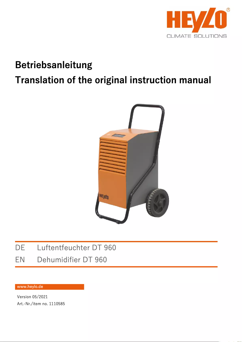 Page 1 de la notice Manuel utilisateur Heylo DT 960