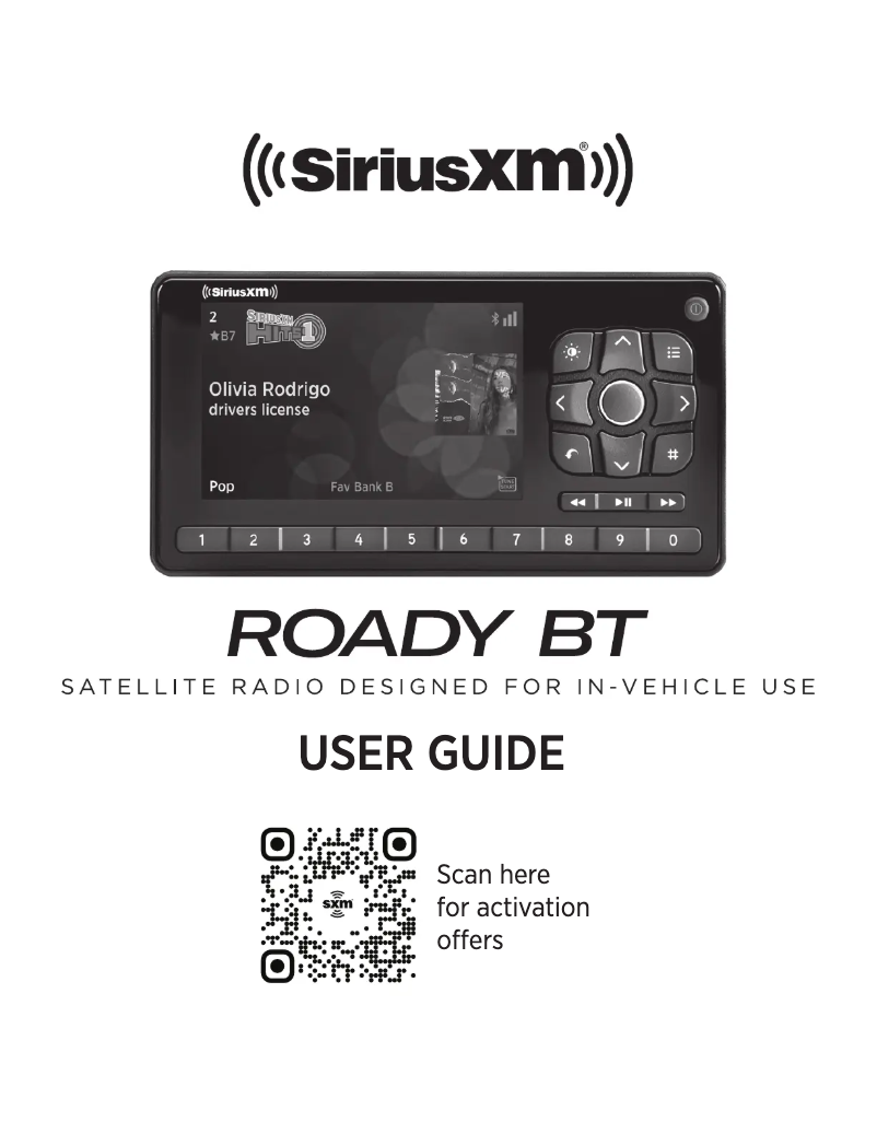 Page n°1 - Manuel utilisateur SiriusXM SXVRBT1