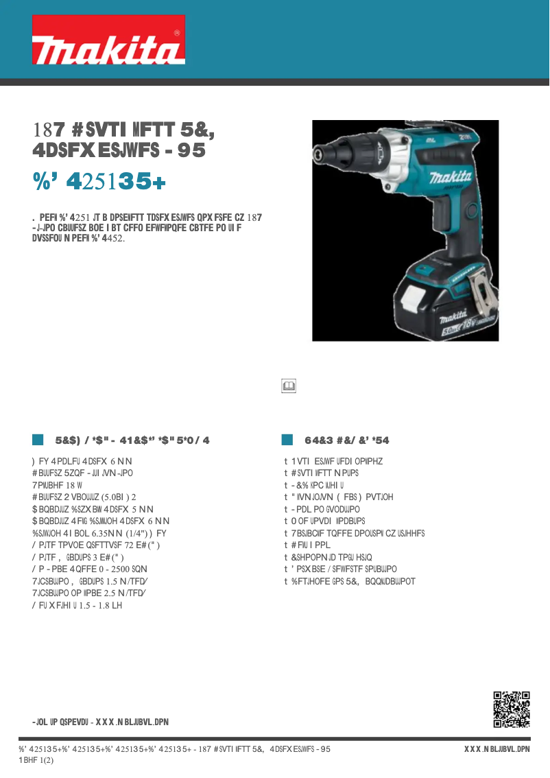 Page 1 de la notice Fiche technique Makita DFS251