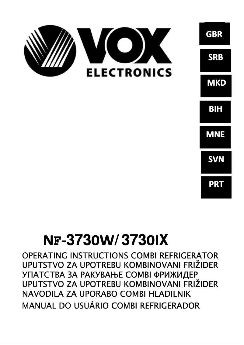 Page 1 de la notice Manuel utilisateur VOX NF3730W