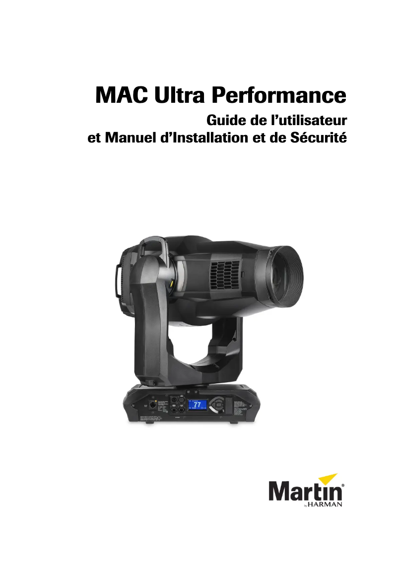 Page 1 of the manual User Manual Martin MAC Ultra Performance