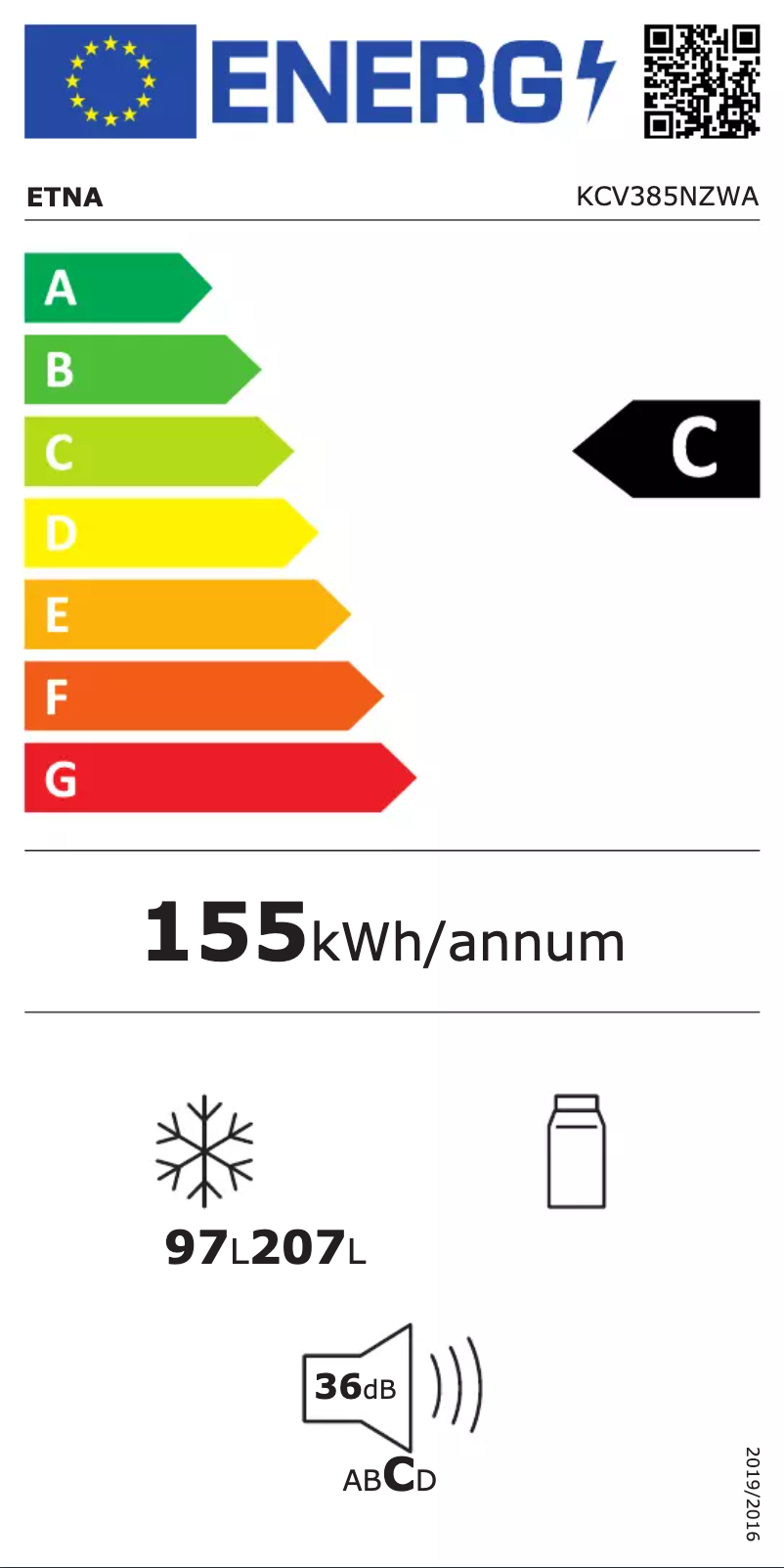Page n°1 - Label énergétique Etna KCV385NZWA