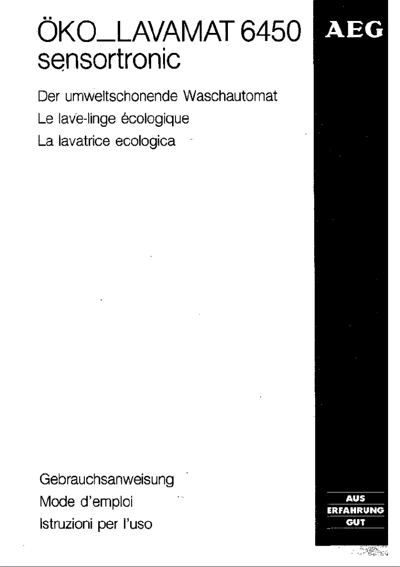 Page 1 de la notice Manuel utilisateur AEG Lavamat 6450