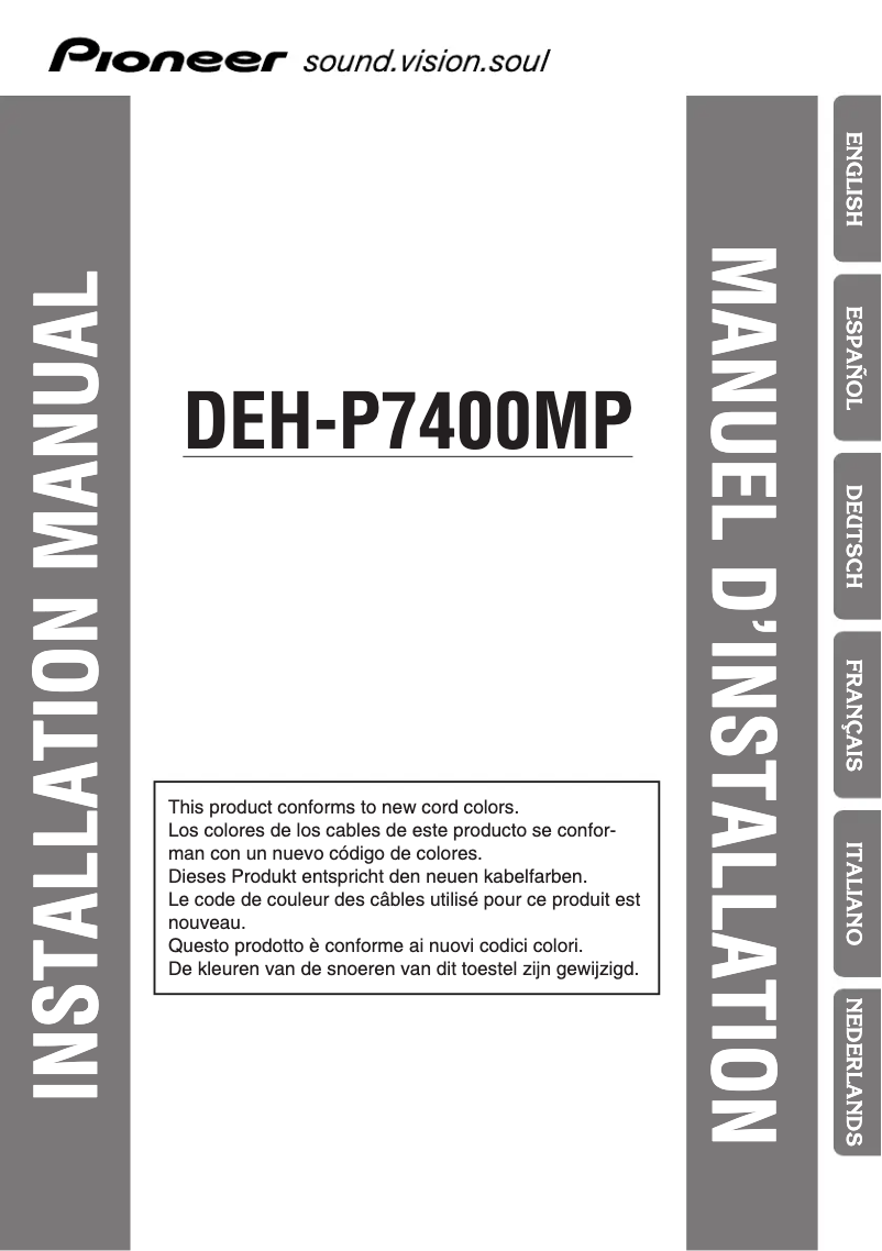 Page n°1 - Manuel utilisateur Pioneer DEH-P7400MP