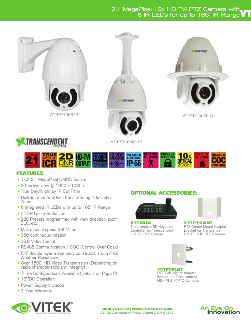 Image de la première page du manuel de l'appareil VT-TPTZ10HR-2T