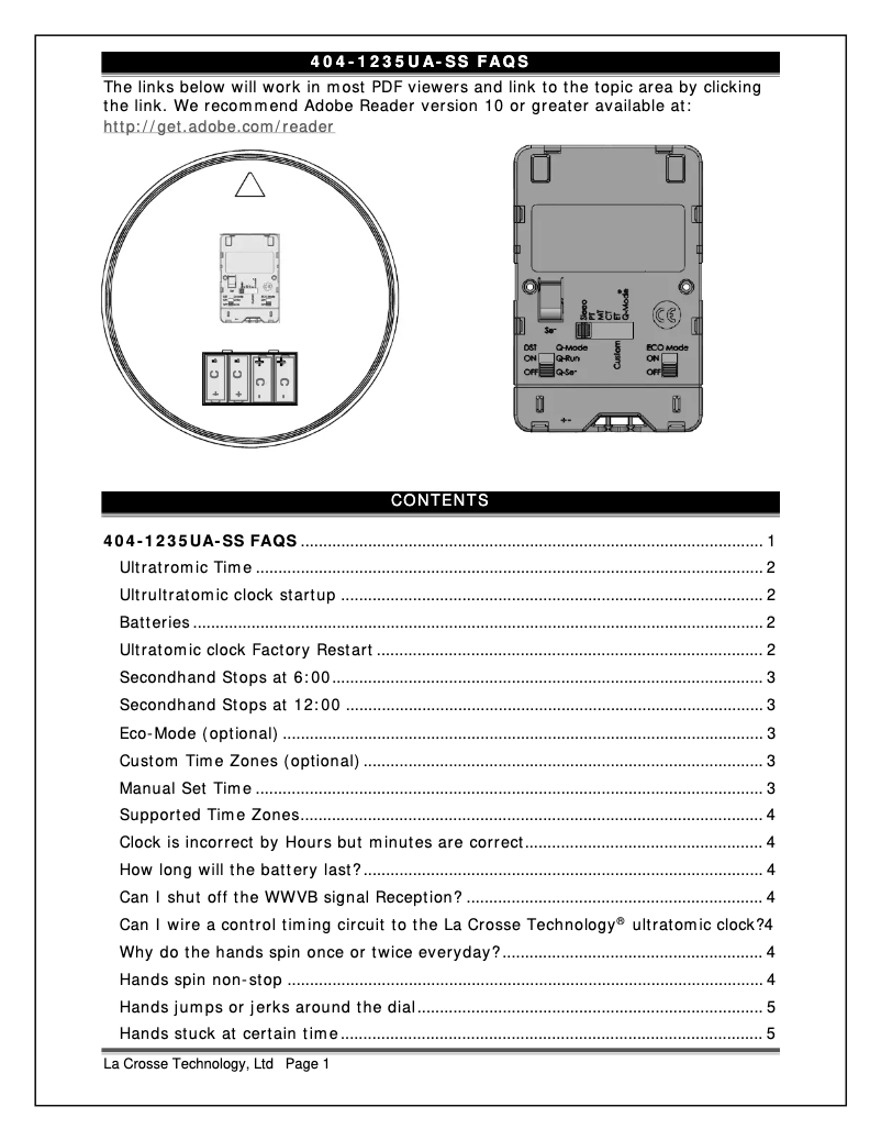 Page 1 de la notice FAQ La Crosse Technology 404-1235UA-SS