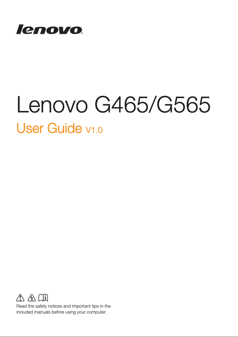 Page 1 de la notice Manuel utilisateur Lenovo IdeaPad G565