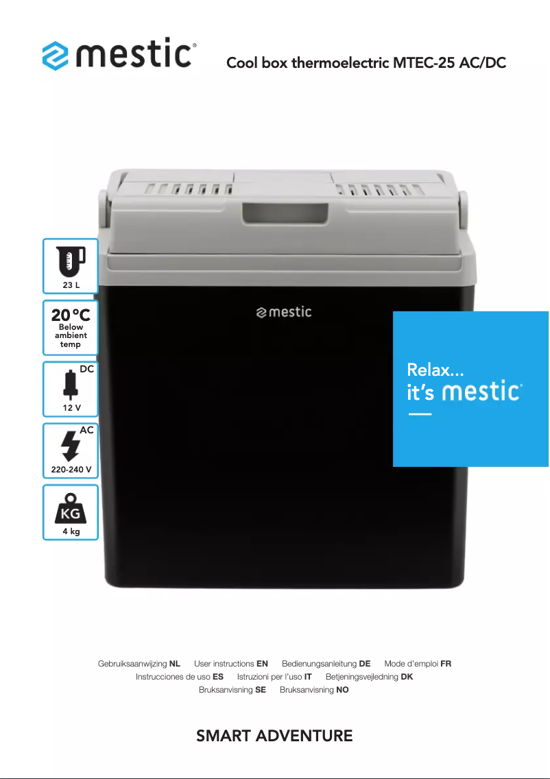 Page 1 de la notice Manuel utilisateur Mestic MTEC-25