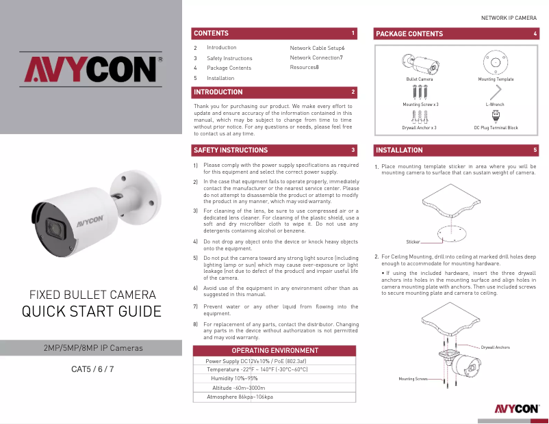 Page n°1 - Manuel utilisateur Avycon AVC-NB51F28