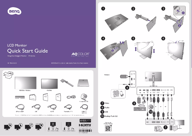 Page 1 de la notice Guide de démarrage rapide BenQ DesignVue PD2725U