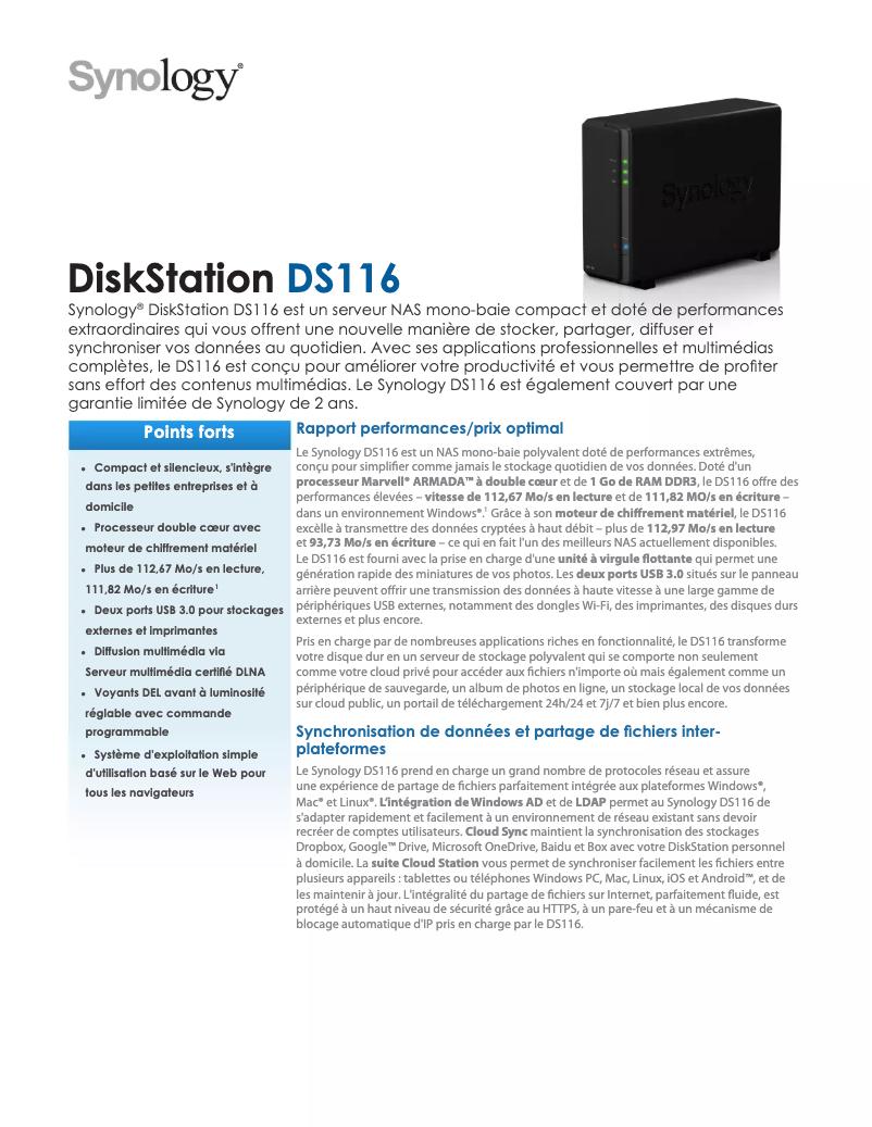 Image de la première page du manuel de l'appareil DiskStation DS116