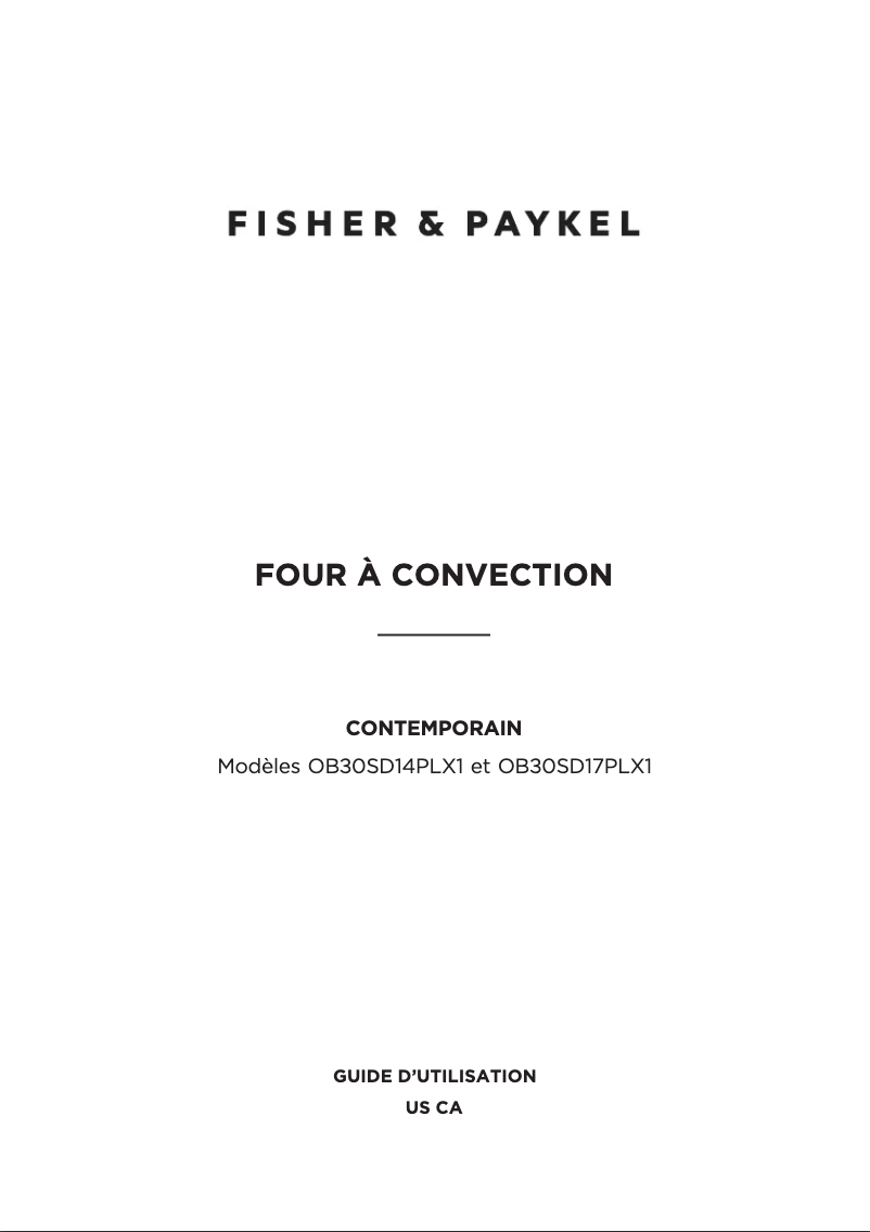 Page n°1 - Guide d'installation Fisher & Paykel OB30SD14PLX1