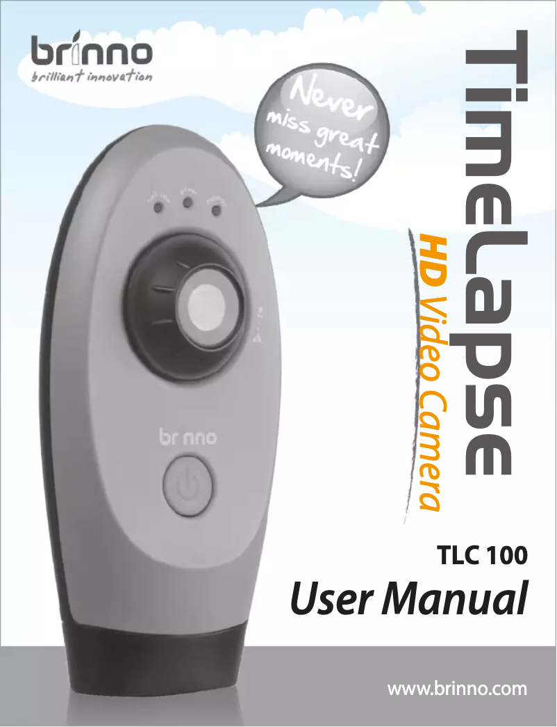 Page 1 of the manual User Manual Brinno TLC100 Time Lapse