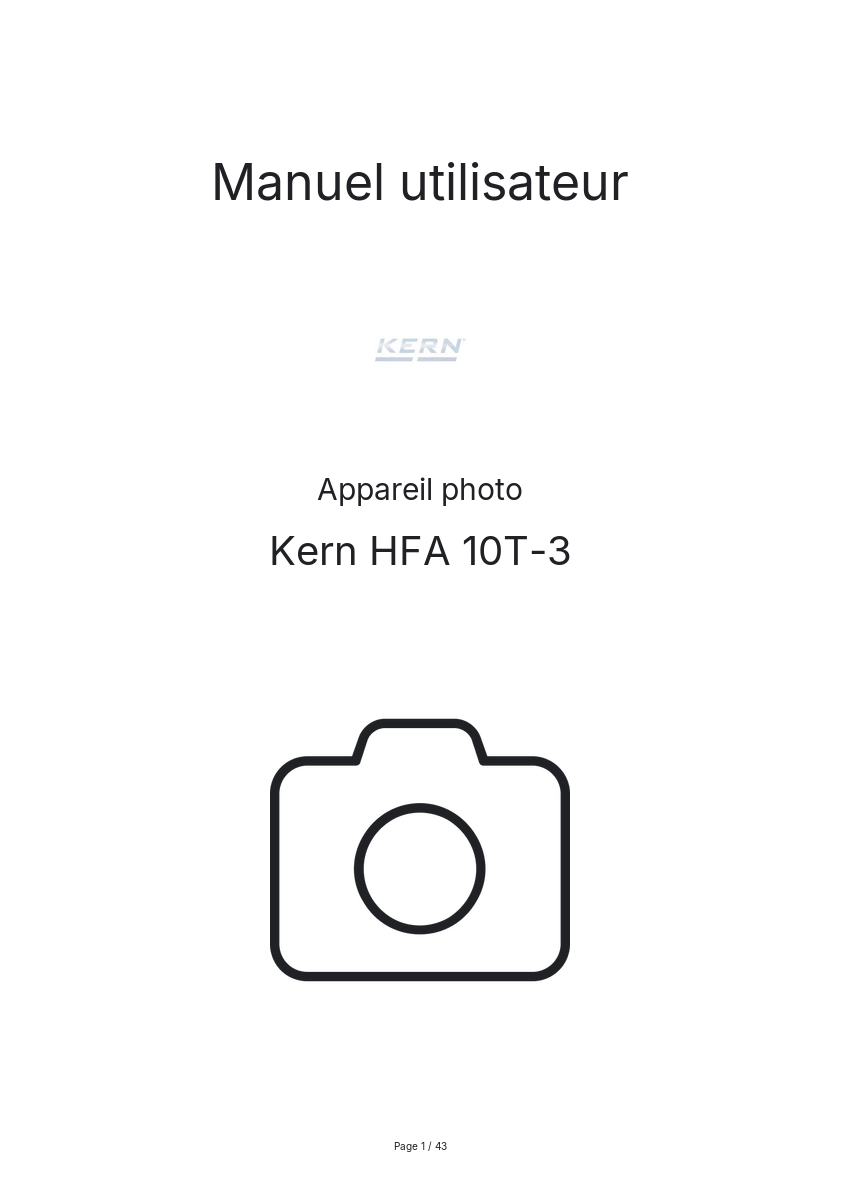 Image de la première page du manuel de l'appareil HFA 10T-3