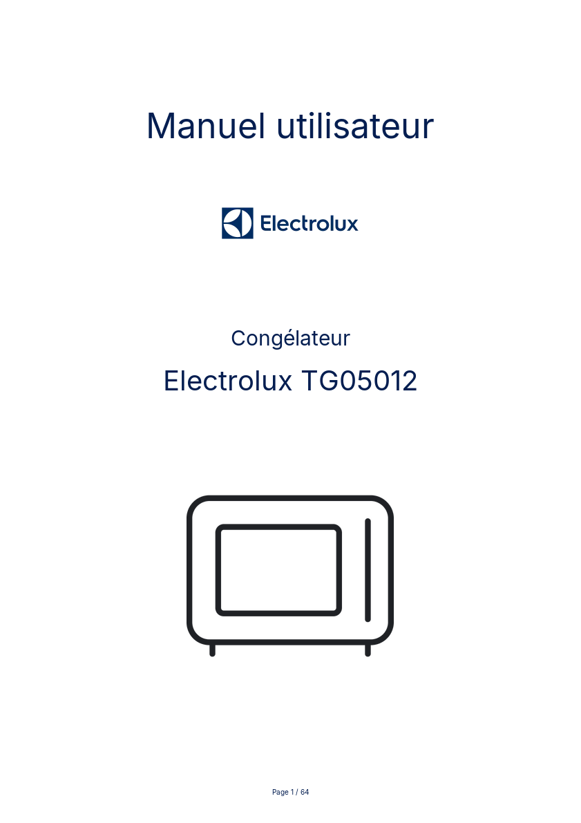 Image de la première page du manuel de l'appareil TG05012