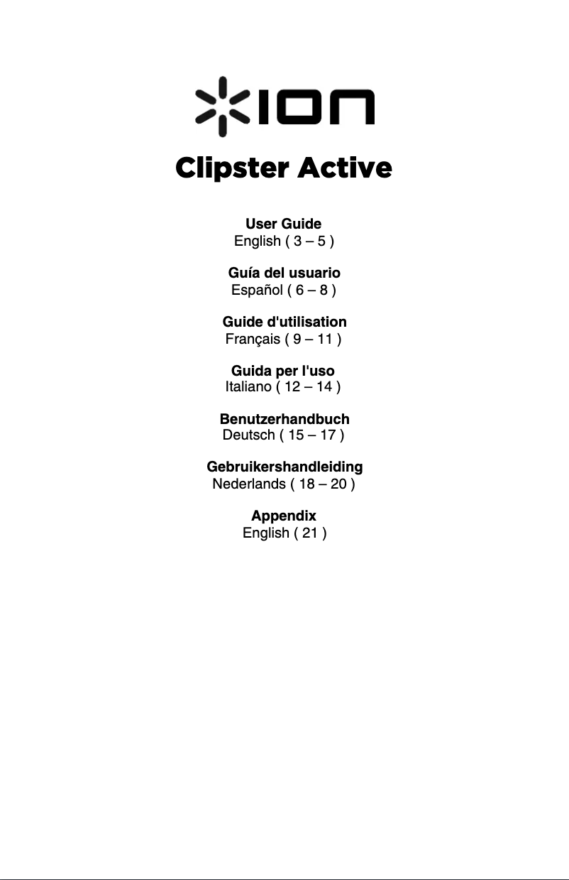 Page n°1 - Manuel utilisateur ION Clipster Active