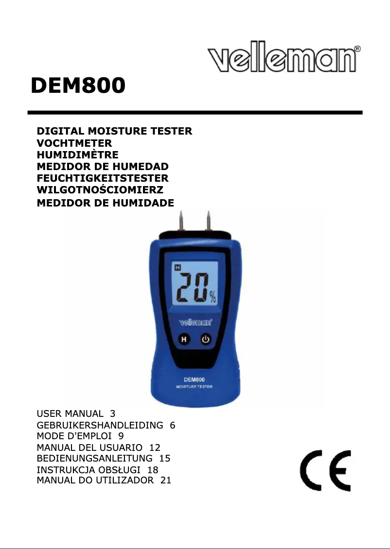 Page n°1 - Manuel utilisateur Velleman DEM800