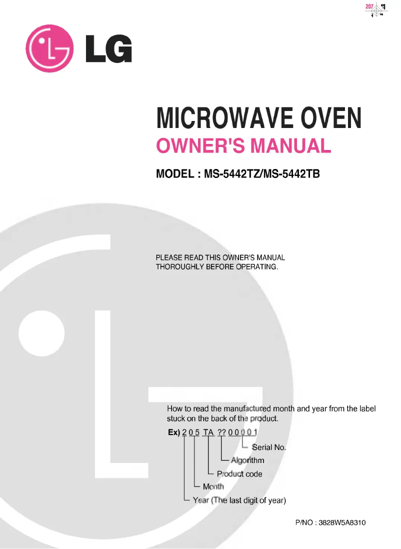 Page 1 de la notice Manuel utilisateur LG MS-5442TZ