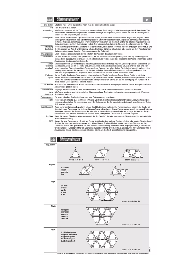 Image de la première page du manuel de l'appareil Triominos Classic