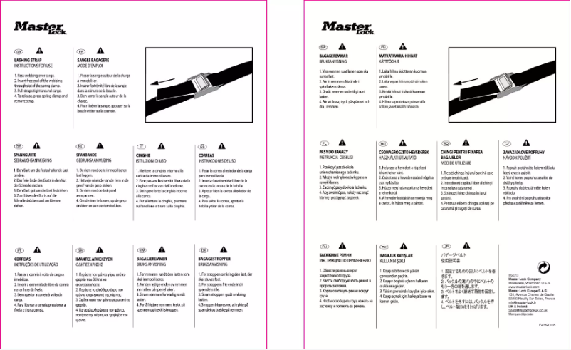 Page n°1 - Manuel utilisateur Master Lock 4362EURDAT