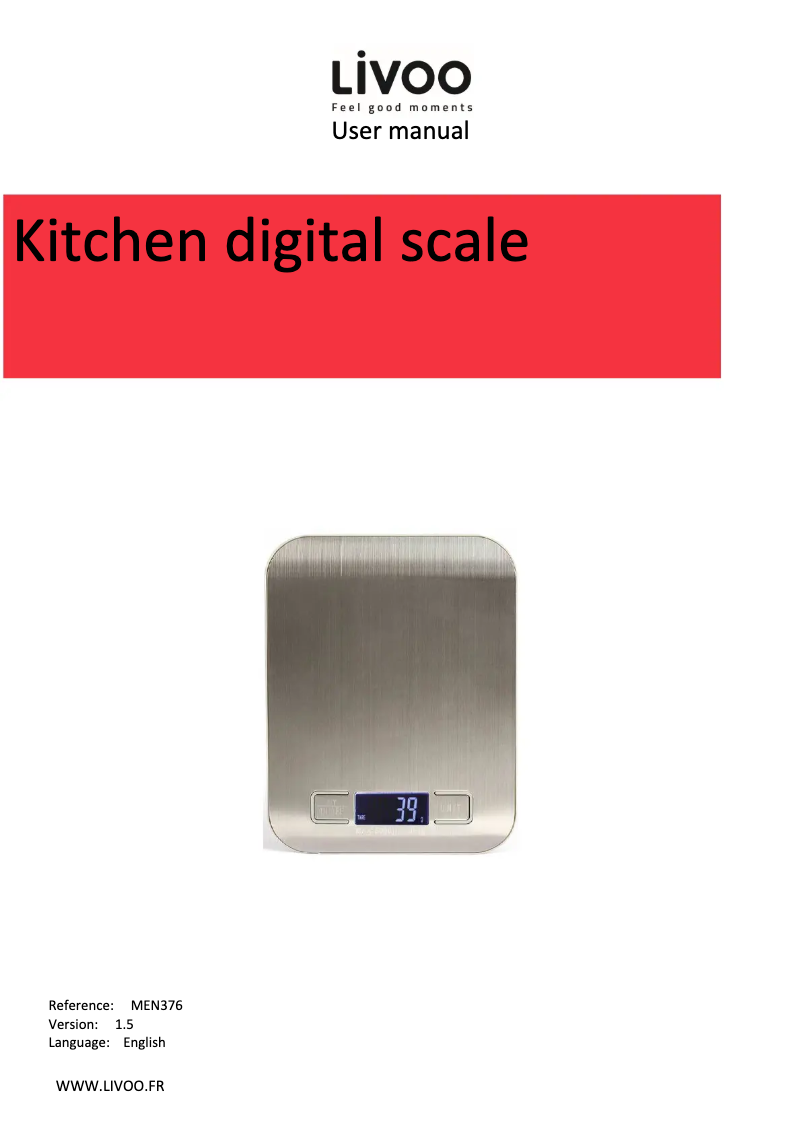 Page n°1 - Manuel utilisateur Livoo MEN376