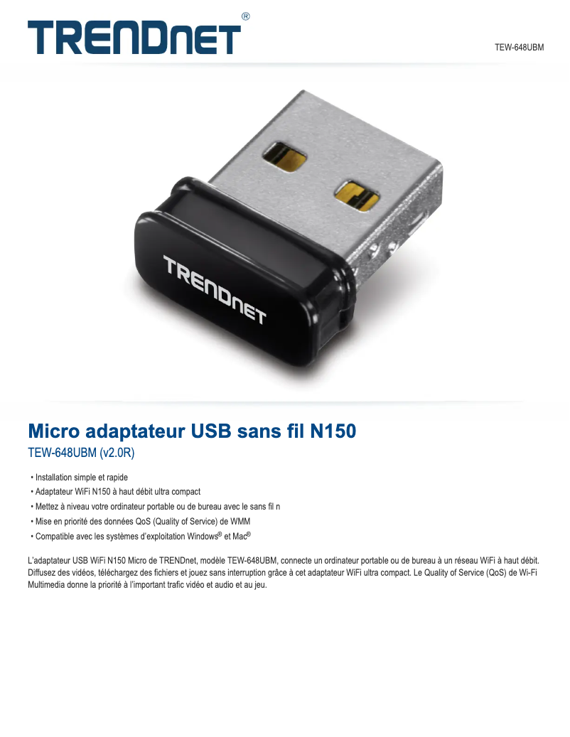 Page n°1 - Fiche technique TRENDnet TEW-648UBM