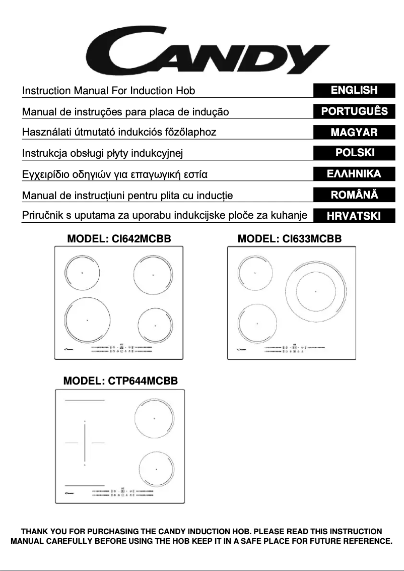 Page 1 de la notice Manuel utilisateur Candy CTP644MCBB