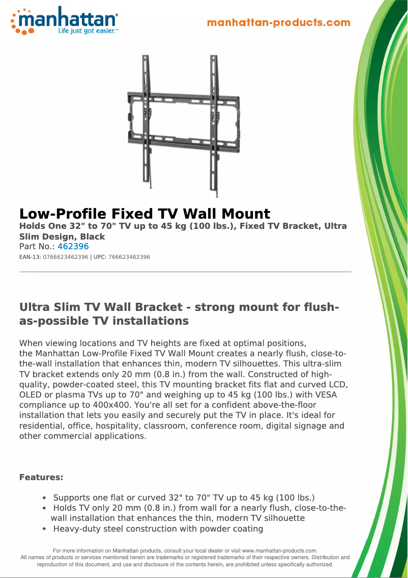 Page 1 de la notice Fiche technique Manhattan 462396