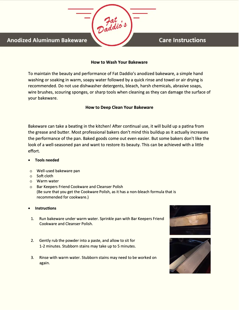 Page 1 de la notice Manuel utilisateur Fat Daddio's BP-5642