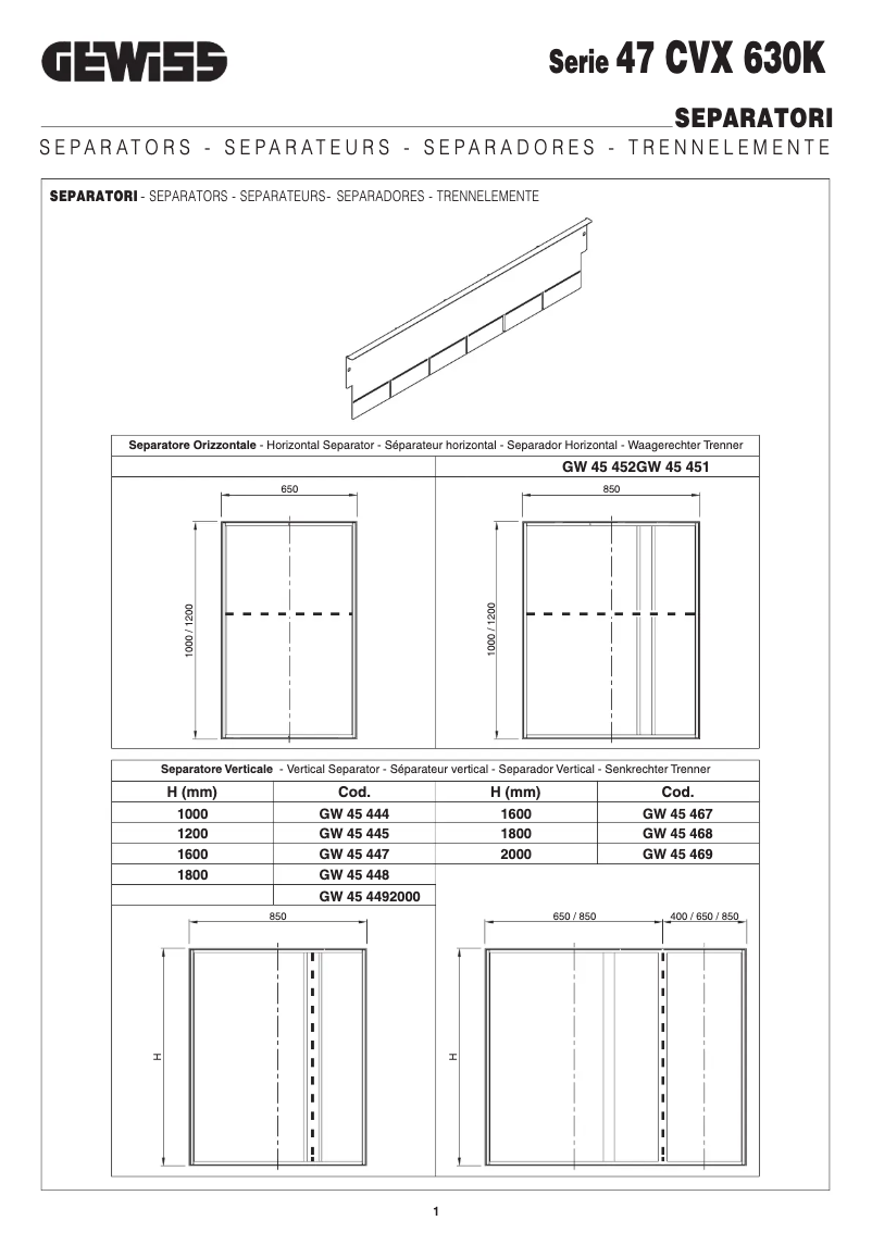 Page 1 de la notice Manuel utilisateur Gewiss GW45452