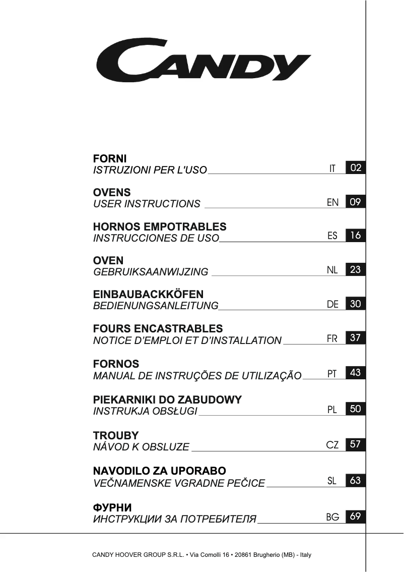 Page 1 de la notice Manuel utilisateur Candy FCS612X/E