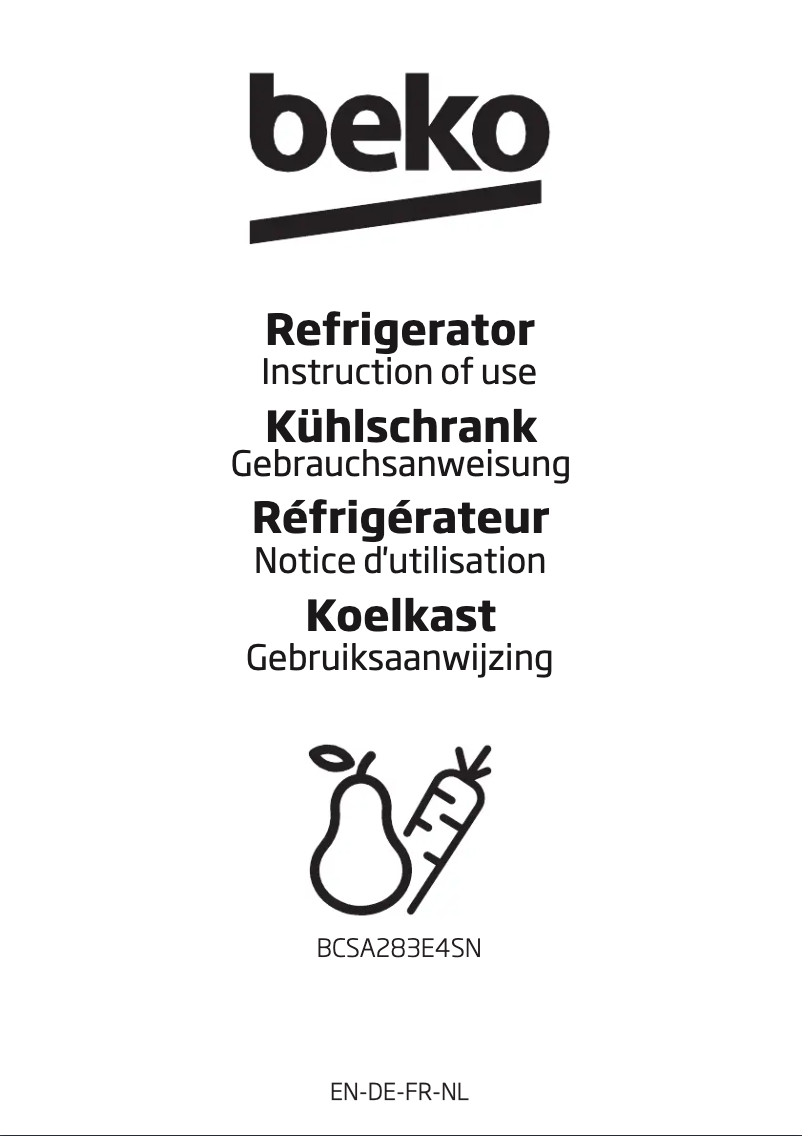 Page n°1 - Manuel utilisateur Beko BCSA283E4SN