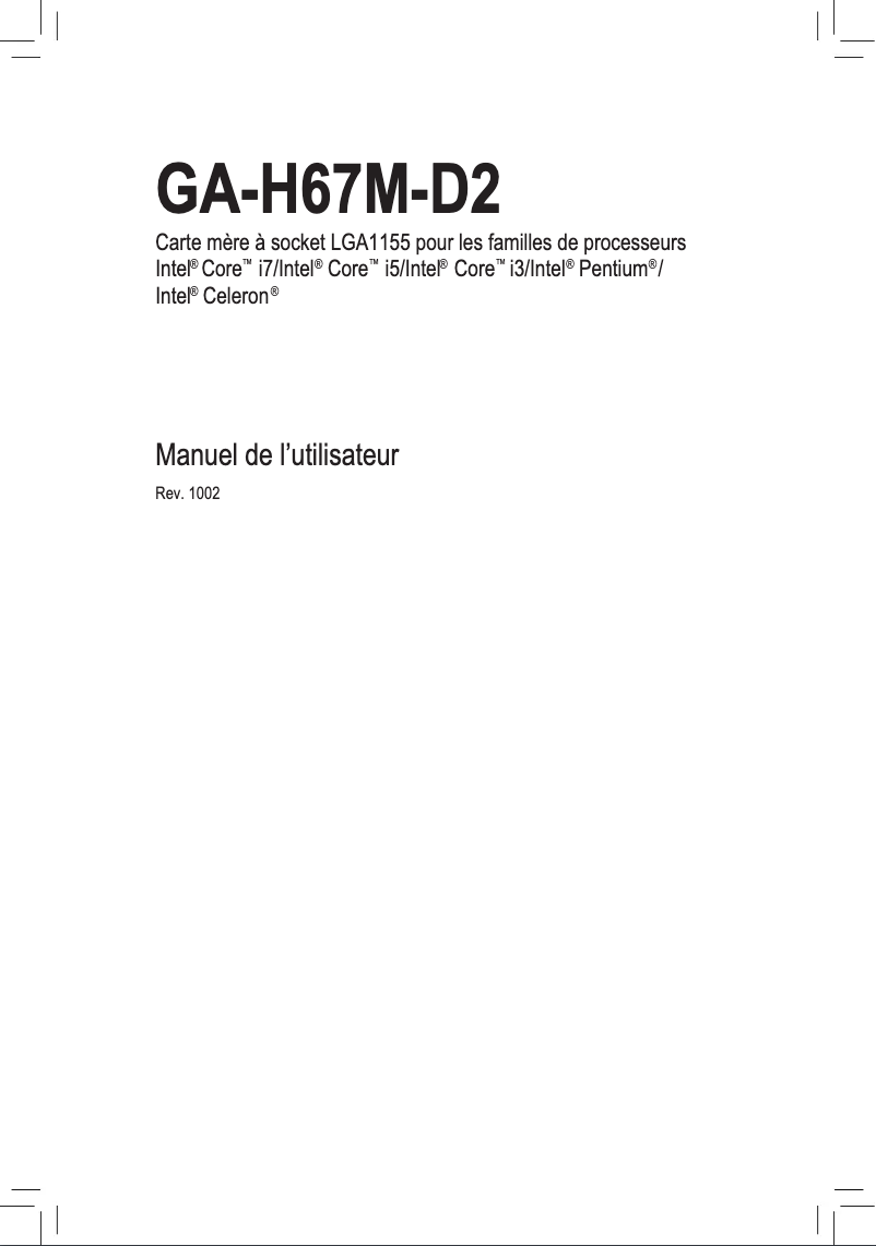 Image de la première page du manuel de l'appareil GA-H67M-D2