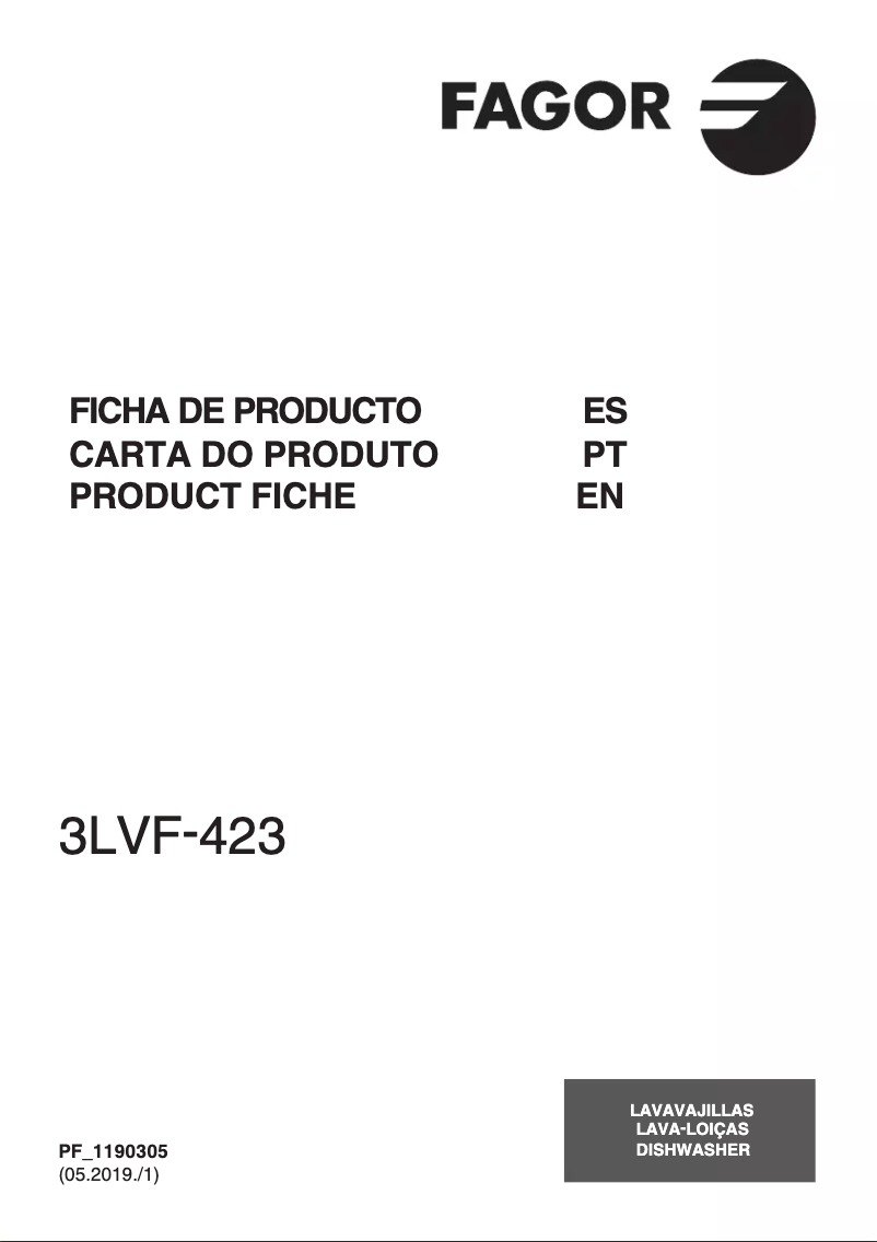Page 1 of the manual Technical Sheet Fagor 3LVF-423