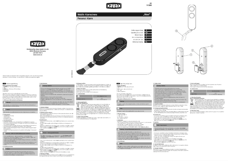 Page 1 de la notice Manuel utilisateur Xavax Maxi