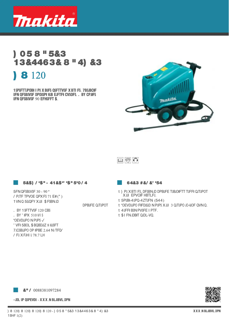 Page 1 of the manual Technical Sheet Makita HW120