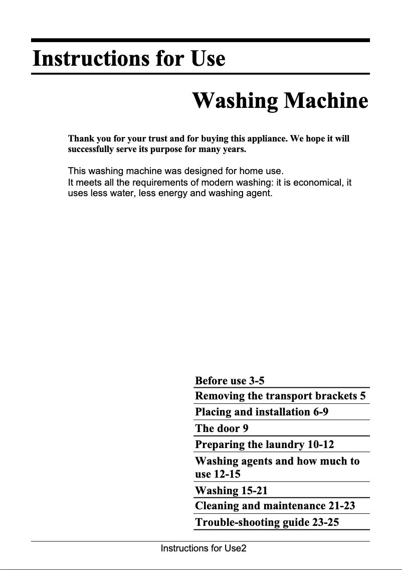 Page n°1 - Manuel utilisateur Gorenje WA402