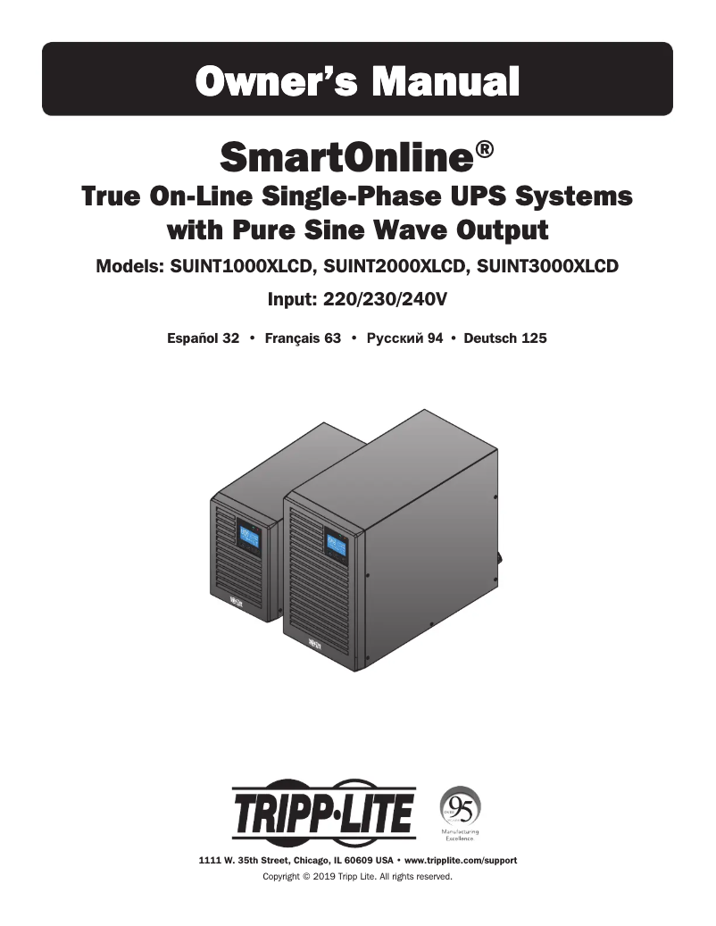 Page n°1 - Manuel utilisateur Tripp Lite SmartOnline SUINT2000XLCD