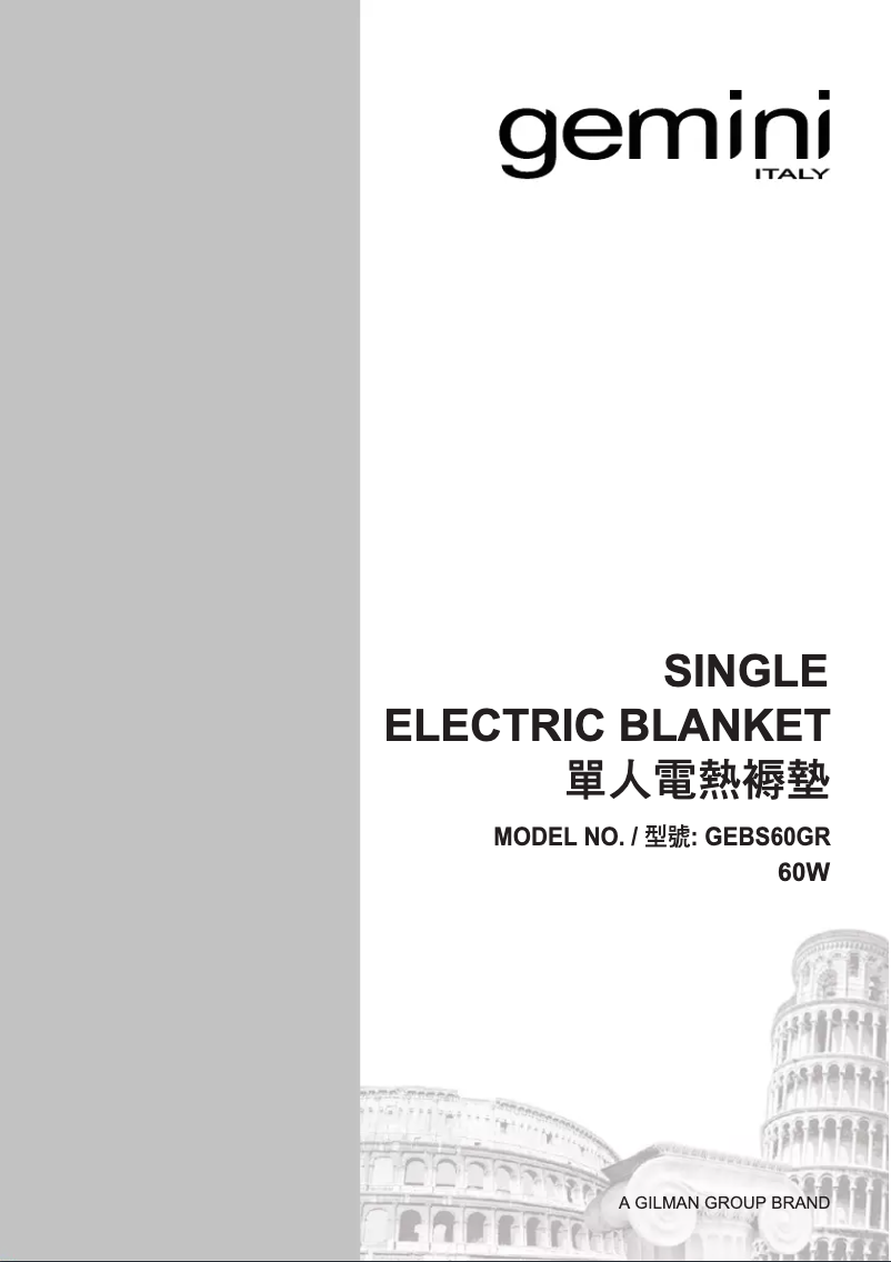 Image de la première page du manuel de l'appareil GEBS60GR