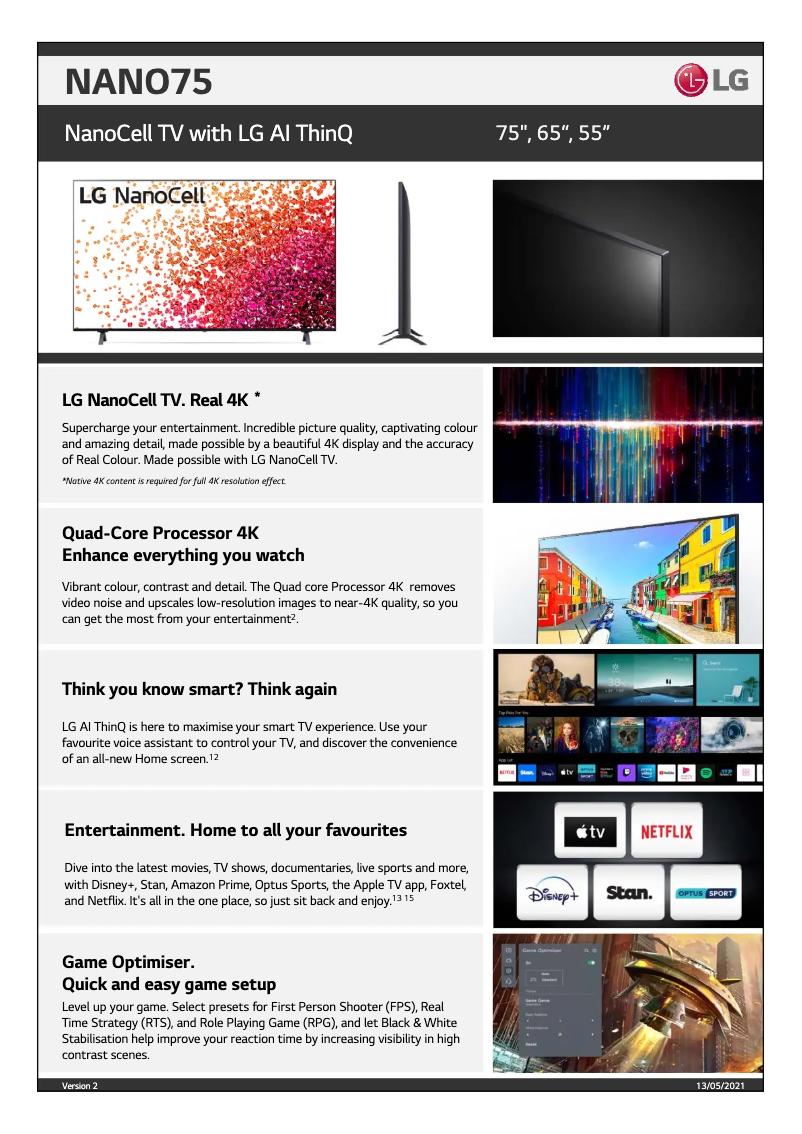 Image de la première page du manuel de l'appareil 75NANO75TPA