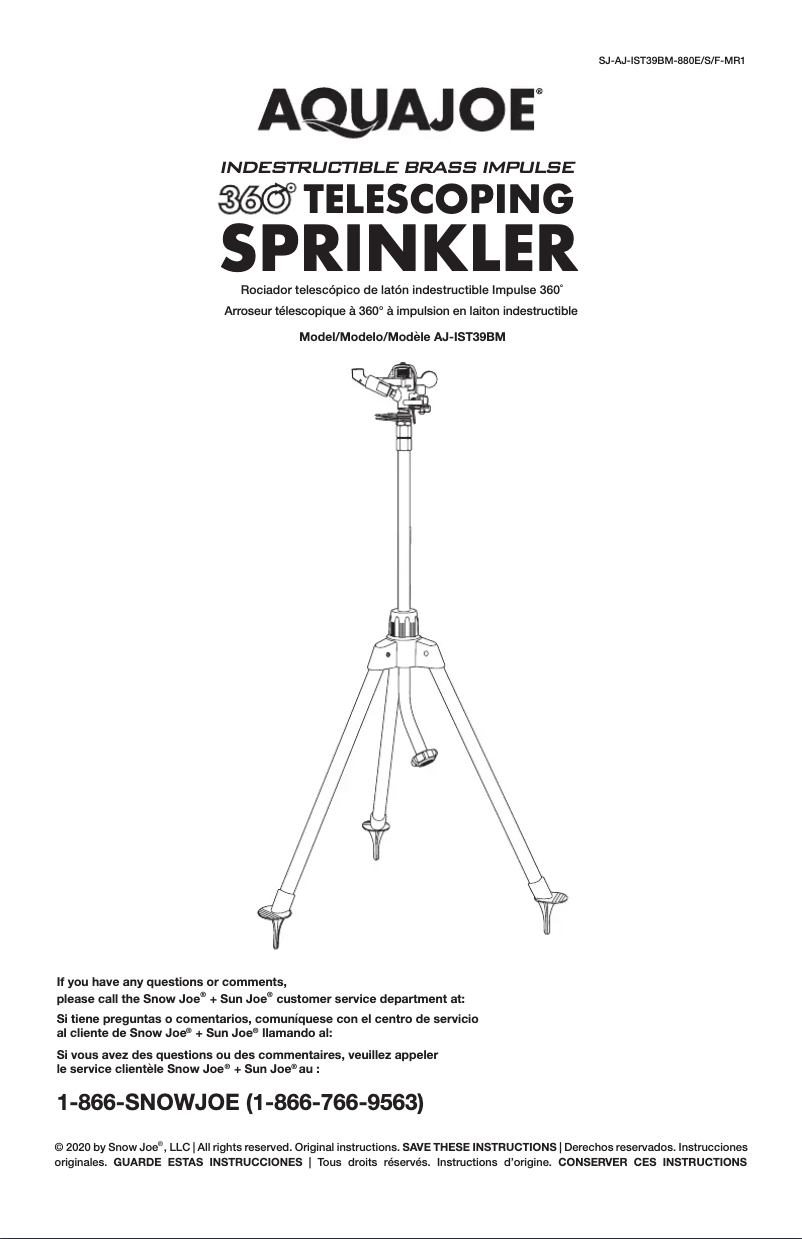 Page 1 de la notice Manuel utilisateur Aqua Joe AJ-IST39BM