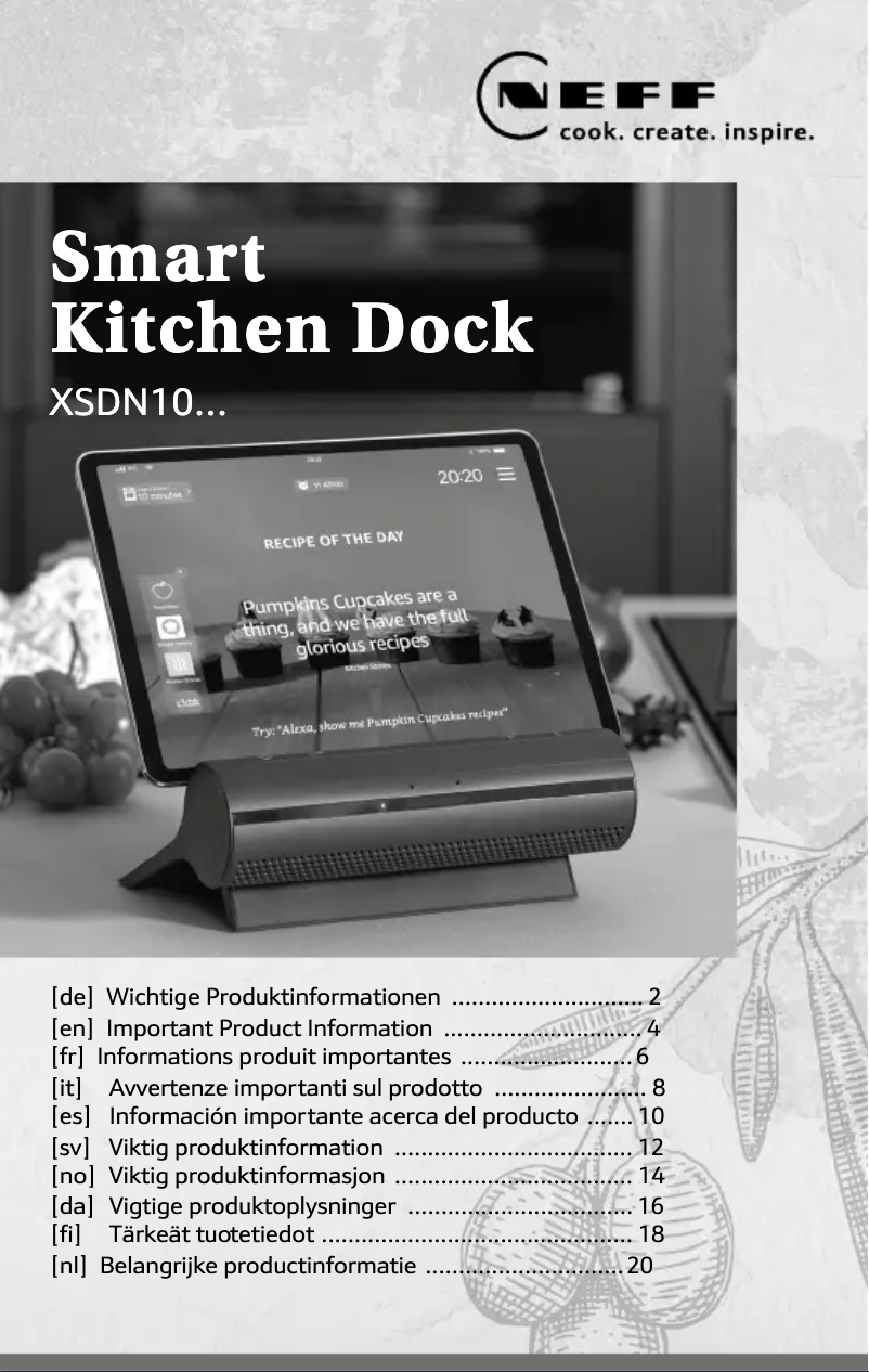 Page 1 de la notice Manuel utilisateur Neff Smart Kitchen Dock
