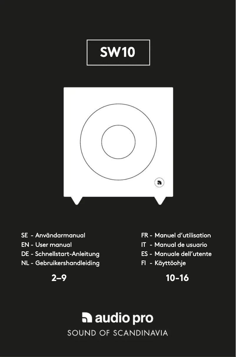 Page n°1 - Manuel utilisateur Audio Pro SW-10