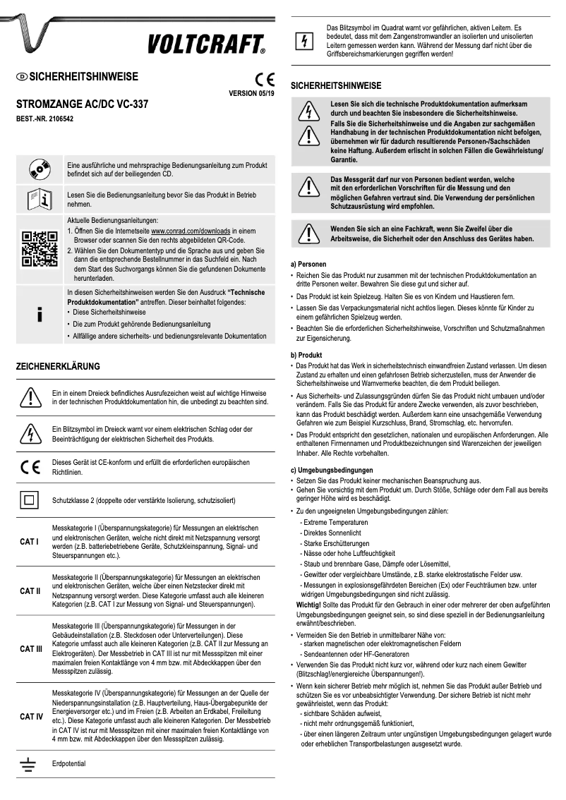 Page 1 de la notice Manuel utilisateur Voltcraft VC-337