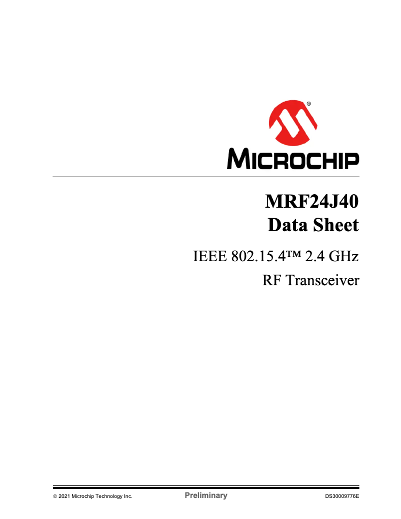Page 1 de la notice Fiche technique Microchip MRF24J40MA